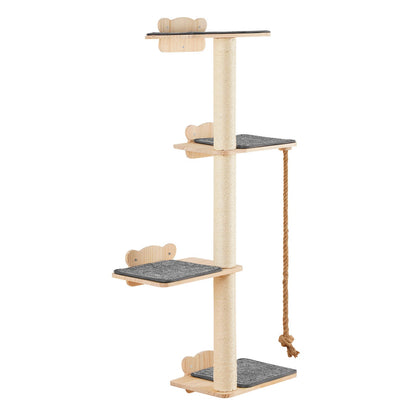 An der Wand montierter Katzenregalbaum mit Plattform, baumförmiges Katzenmöbel