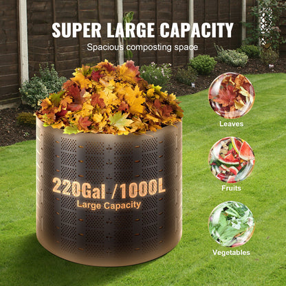 Compost Bin 832.8 L, Expandable Outdoor Composter, Easy to Set Up &amp; Large Capacity Composting Bin, Rapid Creation of Fertile Soil