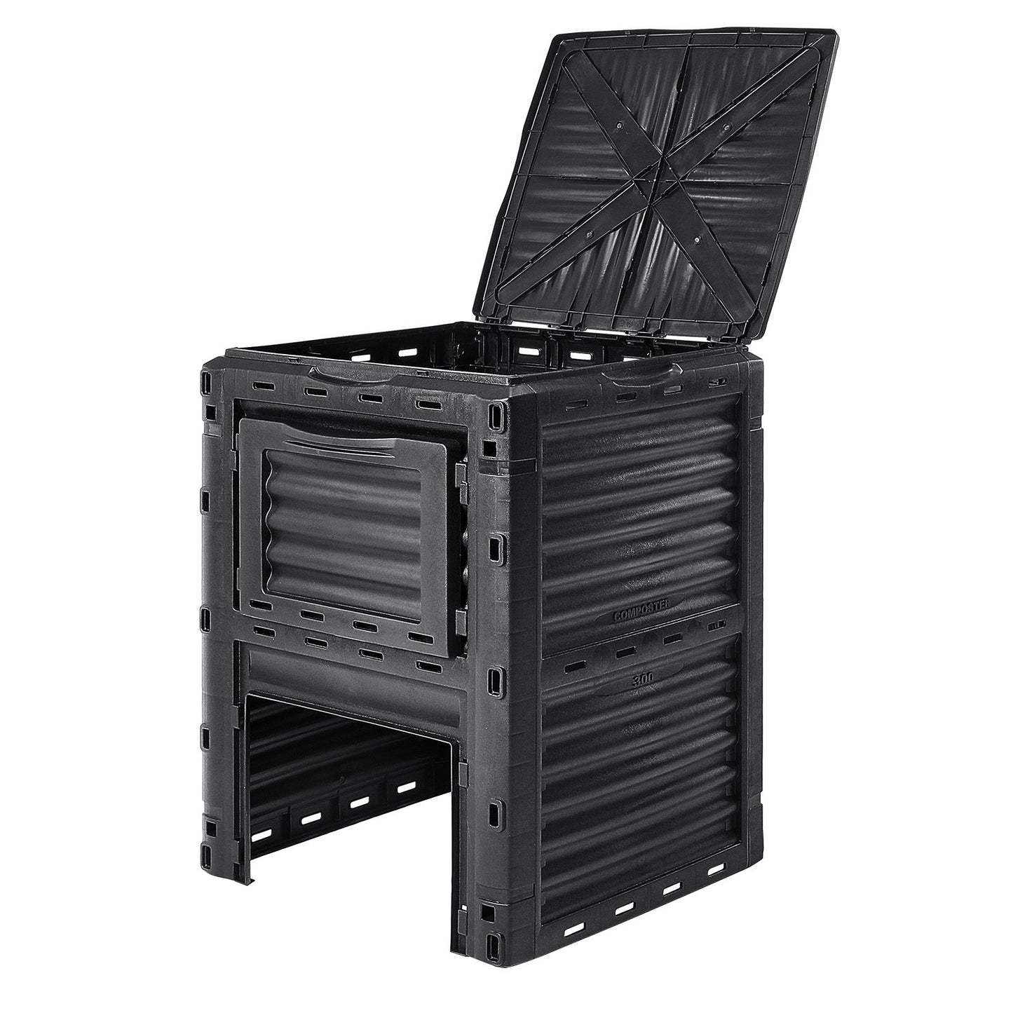 Garden Compost Bin 80 Gal, BPA-fri komposter, stor kapacitet utomhuskomposteringsbehållare med topplock och bottendörr, enkel montering, lätt, snabbt skapande av bördig jord