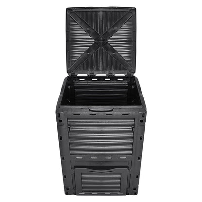 Garden Compost Bin 80 Gal, BPA-fri komposter, stor kapacitet utomhuskomposteringsbehållare med topplock och bottendörr, enkel montering, lätt, snabbt skapande av bördig jord