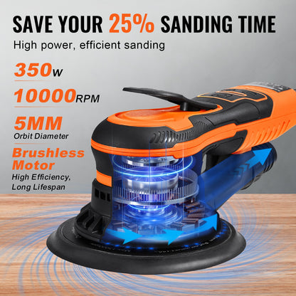 Random Orbital Sander 6'' Palm Sander 10 ST Sandpapper 6 Variabel hastighet