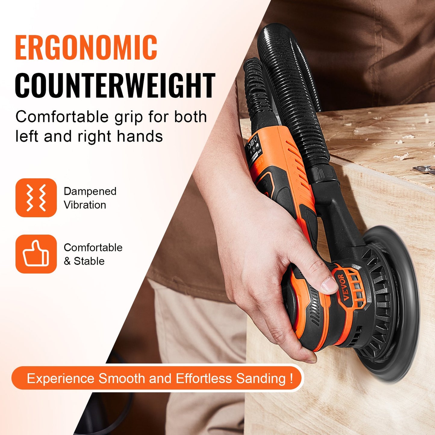 Random Orbital Sander 6'' Palm Sander 10 ST Sandpapper 6 Variabel hastighet