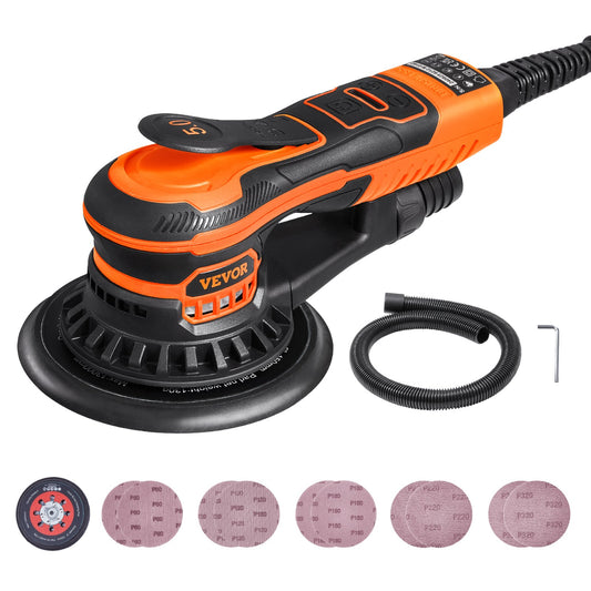 Random Orbital Sander 6'' Palm Sander 10 ST Sandpapper 6 Variabel hastighet