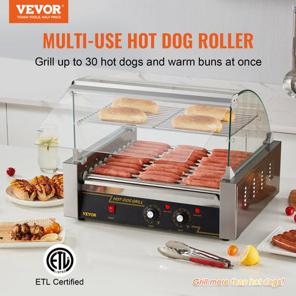 Electric 30 Hot Dog 11 Roller Grill Stove Backsplash Shelf 2.2KW