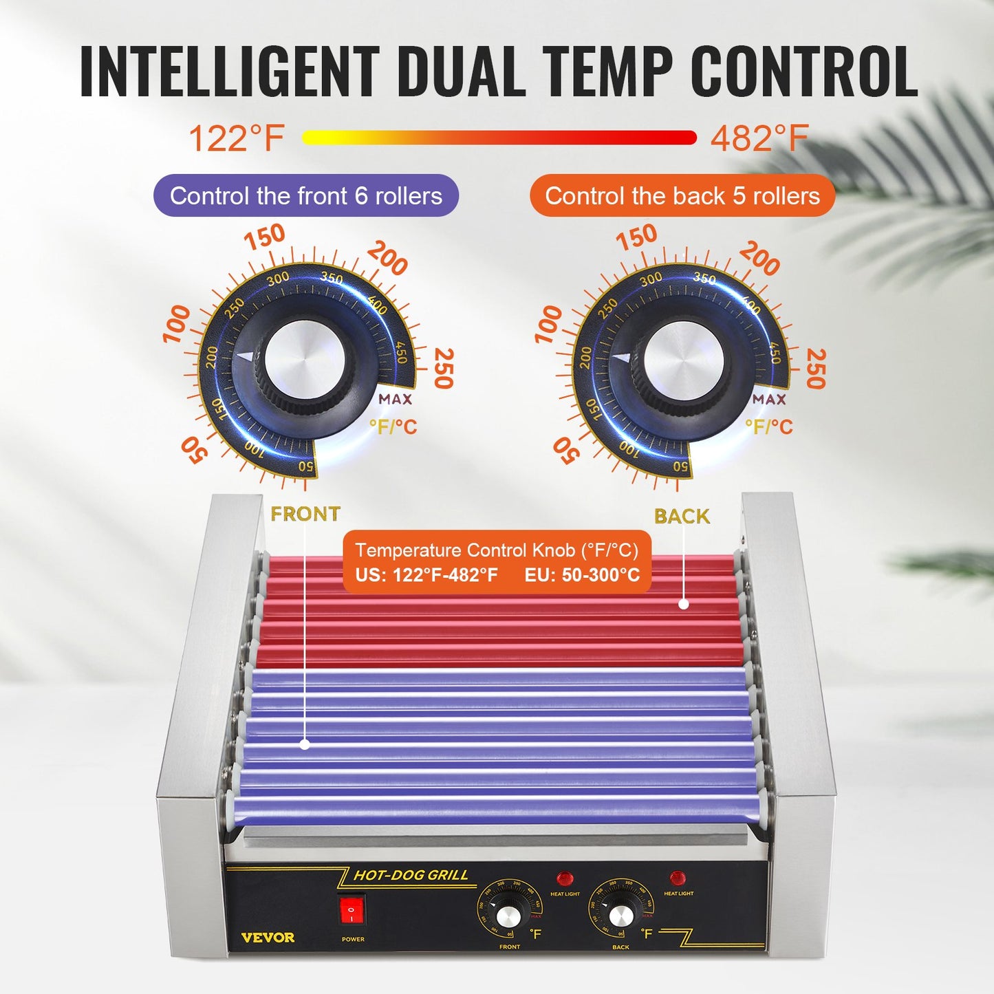 Electric 30 Hot Dog 11 Roller Grill Stove Backsplash Shelf 2.2KW