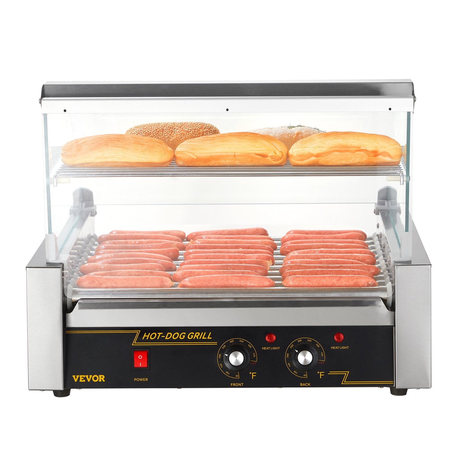 Electric 30 Hot Dog 11 Roller Grill Stove Backsplash Shelf 2.2KW