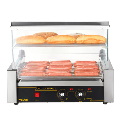 Electric 30 Hot Dog 11 Roller Grill Stove Backsplash Shelf 2.2KW