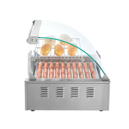 Electric 30 Hot Dog 11 Roller Grill Stove Backsplash Shelf 2.2KW
