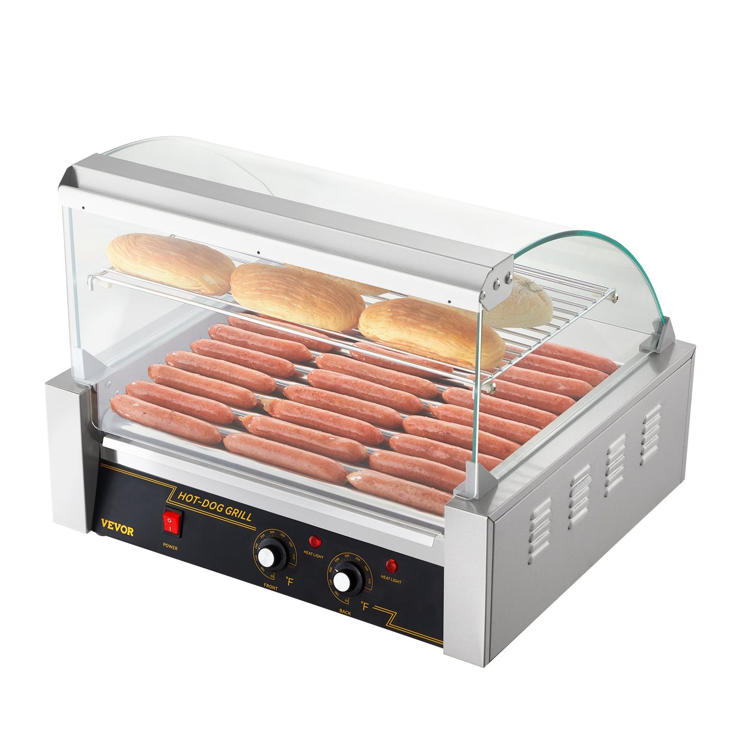 Electric 30 Hot Dog 11 Roller Grill Stove Backsplash Shelf 2.2KW