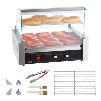 Electric 30 Hot Dog 11 Roller Grill Stove Backsplash Shelf 2.2KW