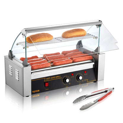Electric 12 Hot Dog 5 Roller Grill Spismaskin Backsplash & Hylla 1000W