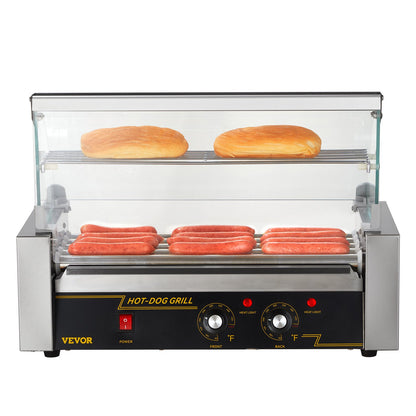 Electric 12 Hot Dog 5 Roller Grill Spismaskin Backsplash & Hylla 1000W