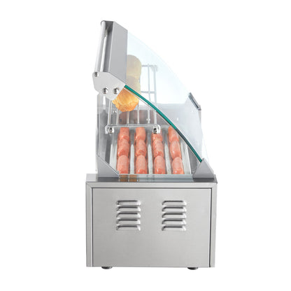 Electric 12 Hot Dog 5 Roller Grill Spismaskin Backsplash & Hylla 1000W