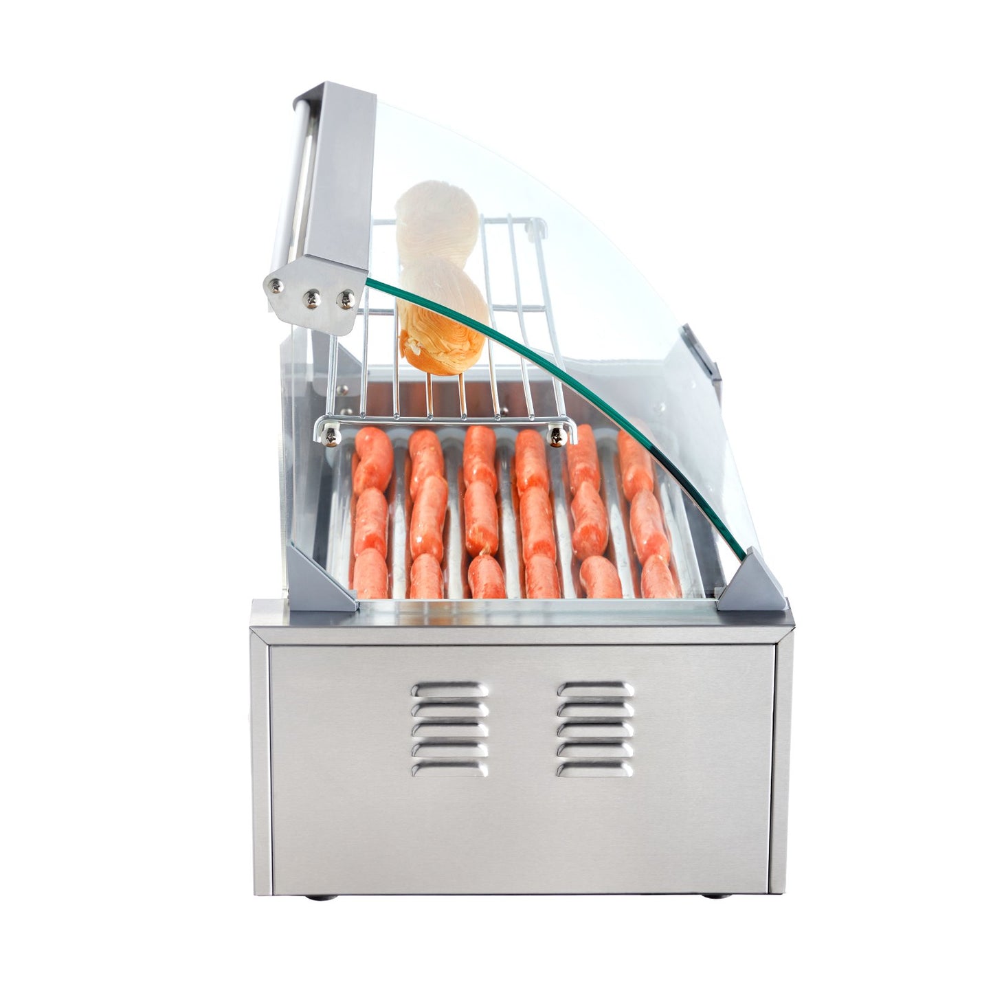Electric 18 Hot Dog 7 Roller Grill Spismaskin Backsplash & Hylla 1,4KW