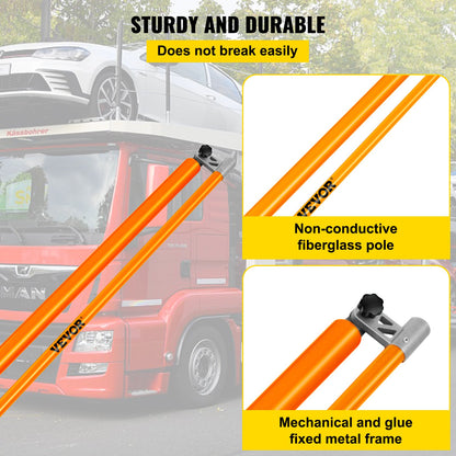Load Height Gauge, 15\' Robust Fiberglass Truck Height Gauge with Adjustable Post, Non-conductive Truck Height Gauge with Carrying Case, Height Gauge for Trucks, Dump Trucks