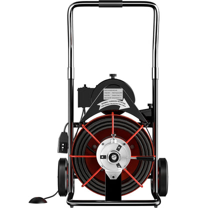 Drain cleaner 50' x 1/2" Drain cleaning machine 370W drain clog w/ cutter 1750R/min with 4 cutters and foot switch for 3/4"-4" (20mm-100mm) pipes