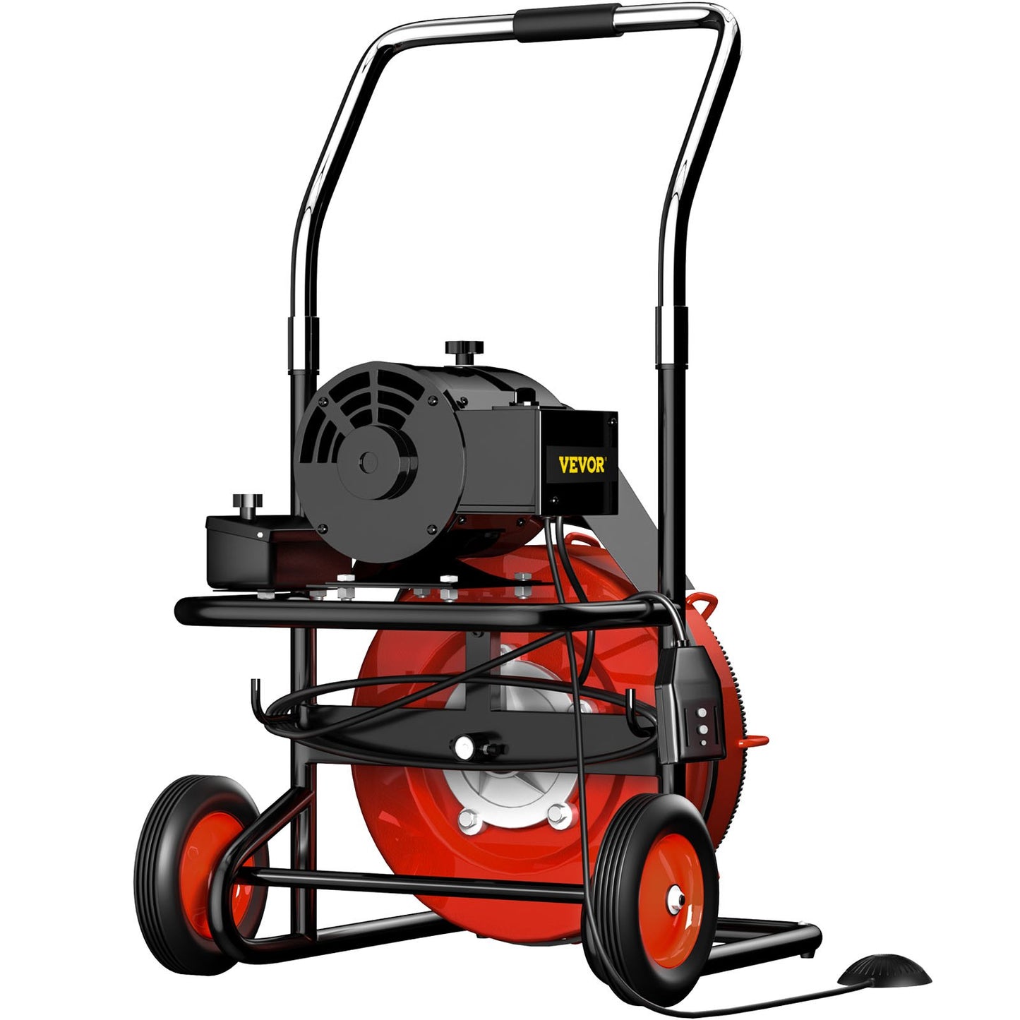 Drain cleaner 50' x 1/2" Drain cleaning machine 370W drain clog w/ cutter 1750R/min with 4 cutters and foot switch for 3/4"-4" (20mm-100mm) pipes