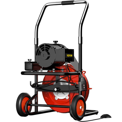 Drain cleaner 50' x 1/2" Drain cleaning machine 370W drain clog w/ cutter 1750R/min with 4 cutters and foot switch for 3/4"-4" (20mm-100mm) pipes
