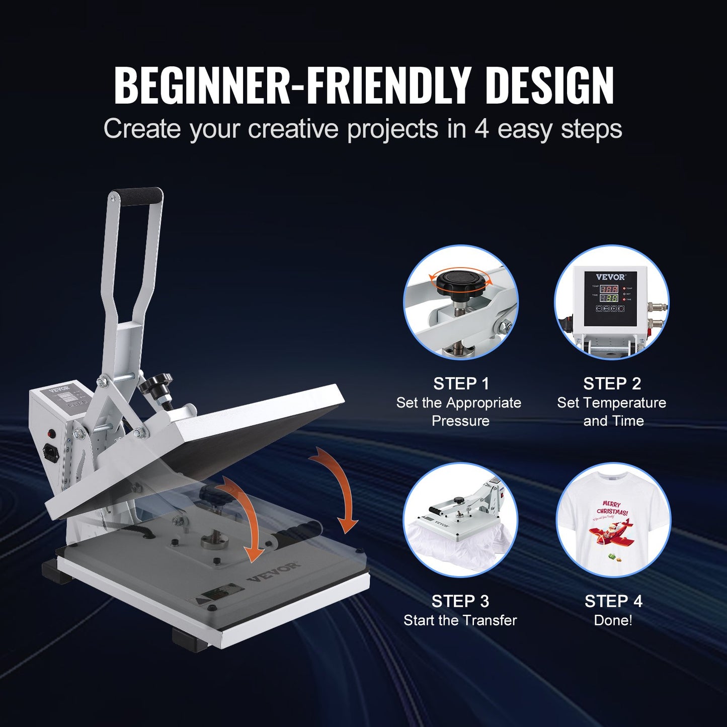 Heat Press Machine 15 x 15 i Sublimation Printer Transfer för DIY T-shirt