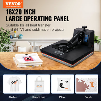 Heat Press Machine 16 x 20 i Sublimation Printer Transfer för DIY T-shirt