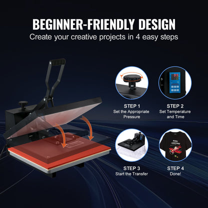Heat Press Machine 16 x 20 i Sublimation Printer Transfer för DIY T-shirt