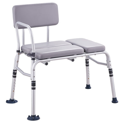 Tub Transfer Bench Shower Seat with Padded Seat Reversible Backrest 500lbs