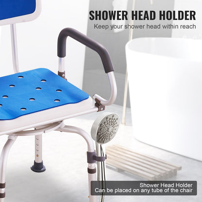 Shower chair 360° swivel bathtub shower seat with swivel arms 400LBS