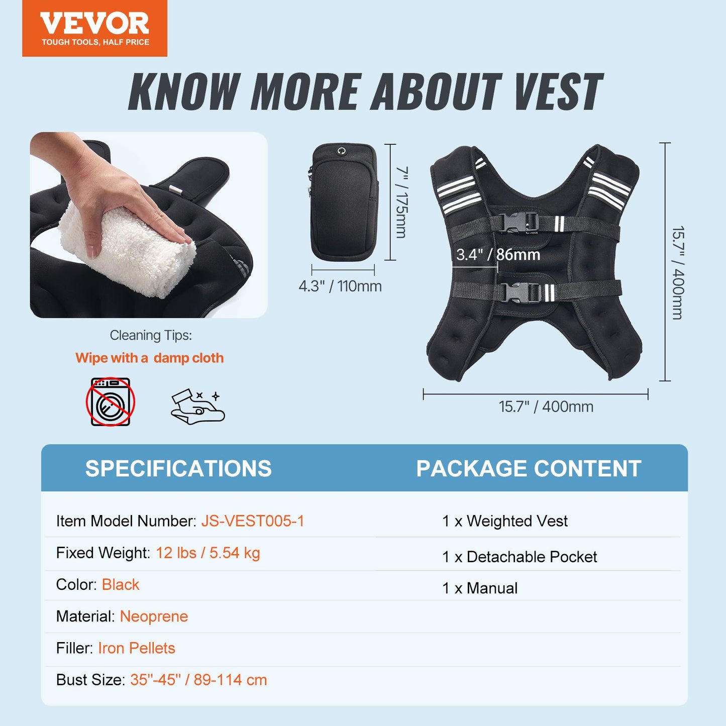 12lb Weighted Vest for Men Women Strength Training Equipment
