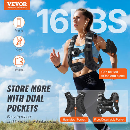 16lb Weighted Vest for Men, Women, Strength Training Workout Equipment