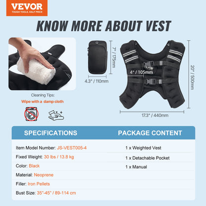 30lb Weighted Vest for Men Women Strength Training Equipment