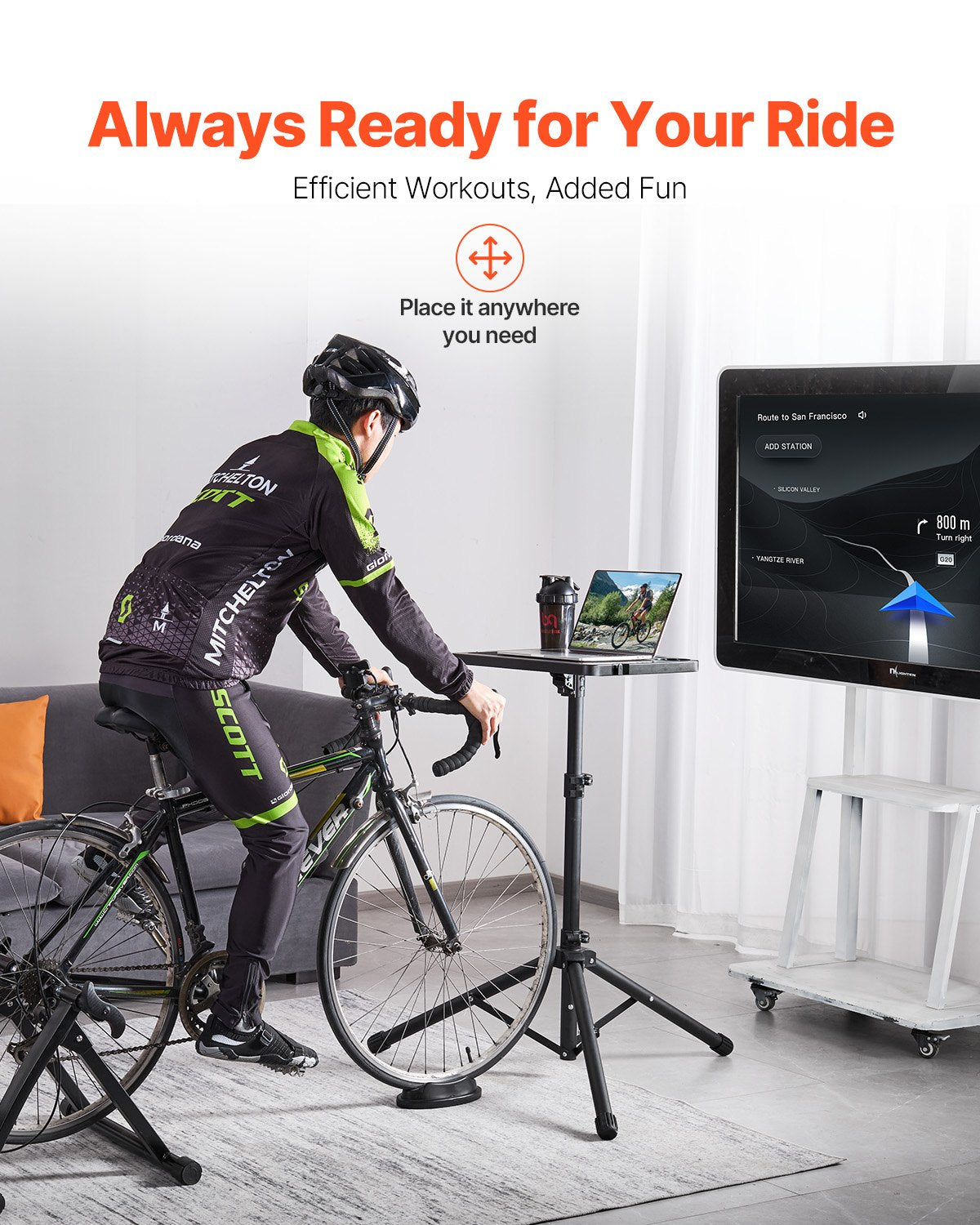 Stationary Cycling Desk Bike Trainer Fitness Desk with triangle support
