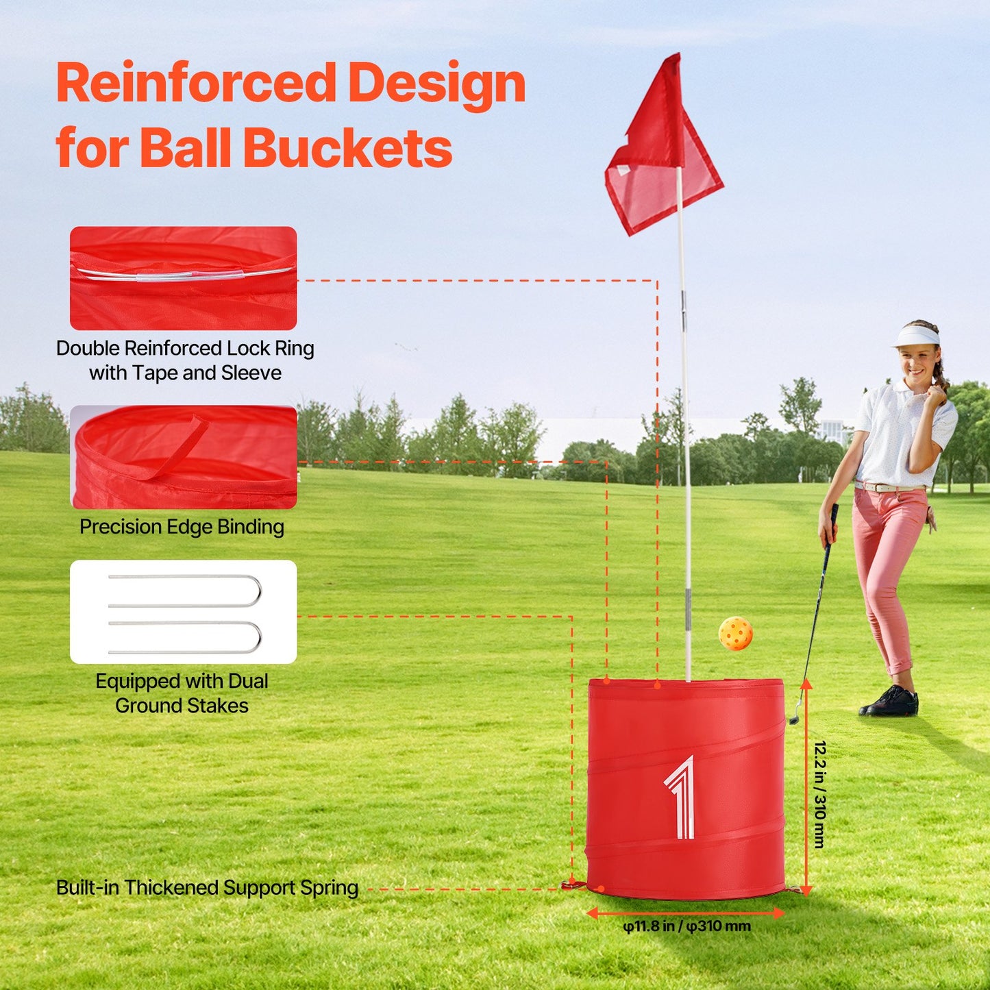Backyard Golf Game 3-håls Portable Bucket Golf Game för barn och vuxna