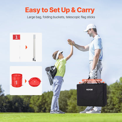 Backyard Golf Game 3-håls Portable Bucket Golf Game för barn och vuxna