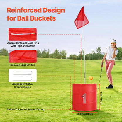 Backyard Golf Game 9-Hole Portable Bucket Golf Game for Kids and Adults