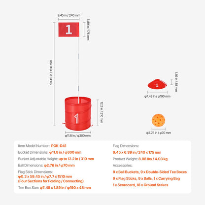 Backyard Golf Game 9-Hole Portable Bucket Golf Game for Kids and Adults