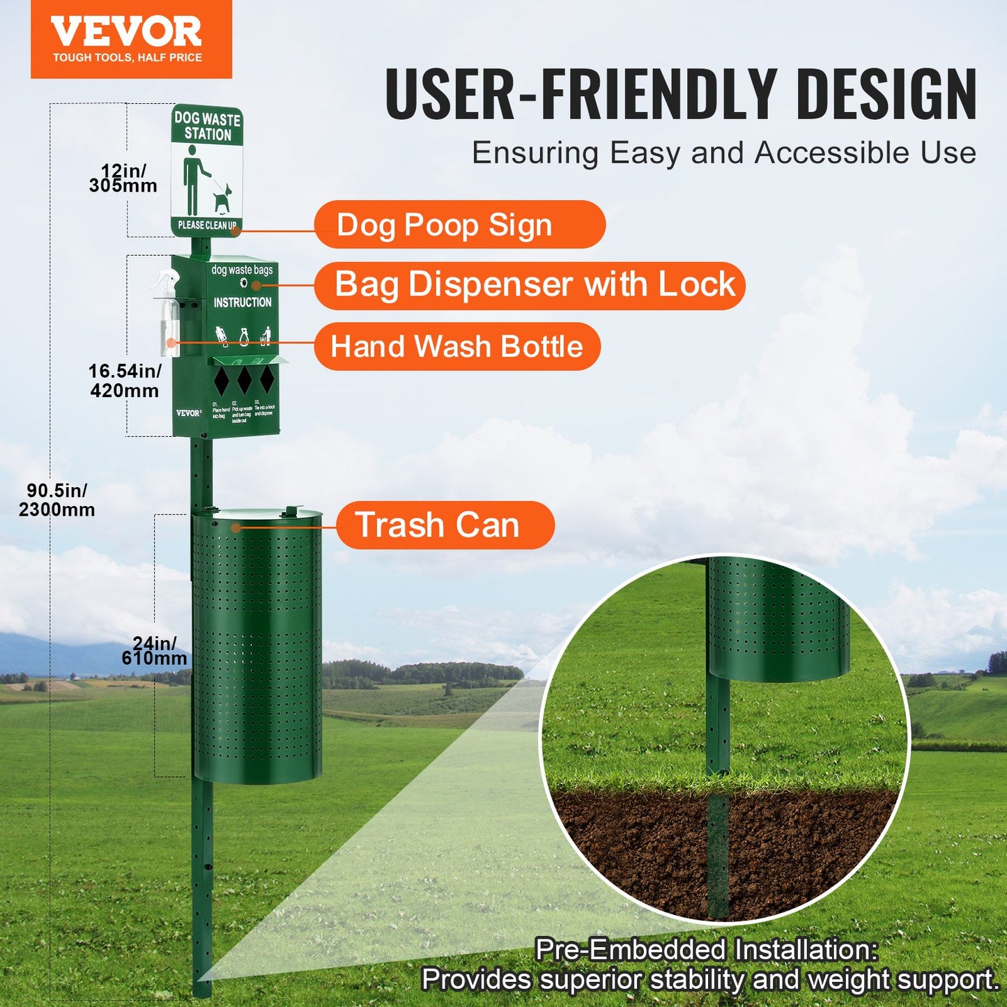 Dog waste station with 600 dog poop bags Commercial Park Pet Poop Station