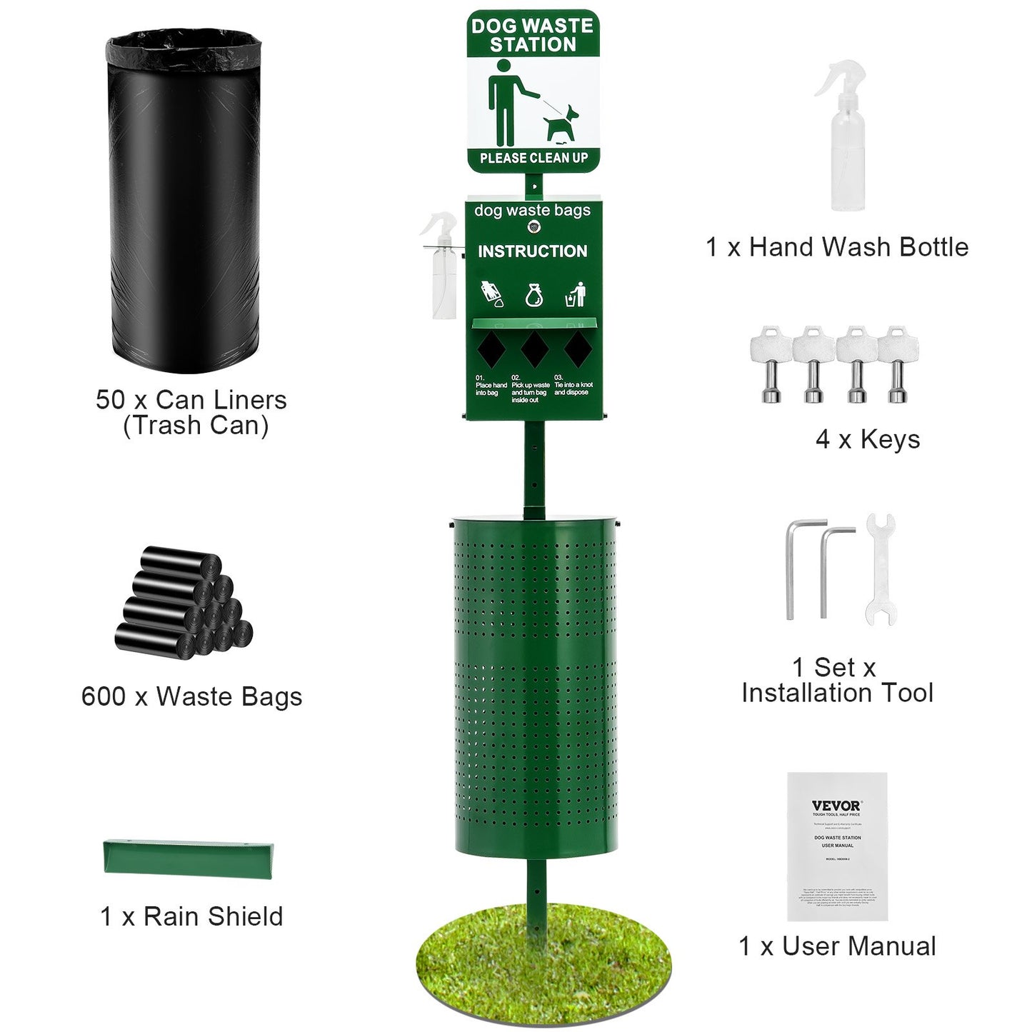 Dog waste station with 600 dog poop bags Commercial Park Pet Poop Station