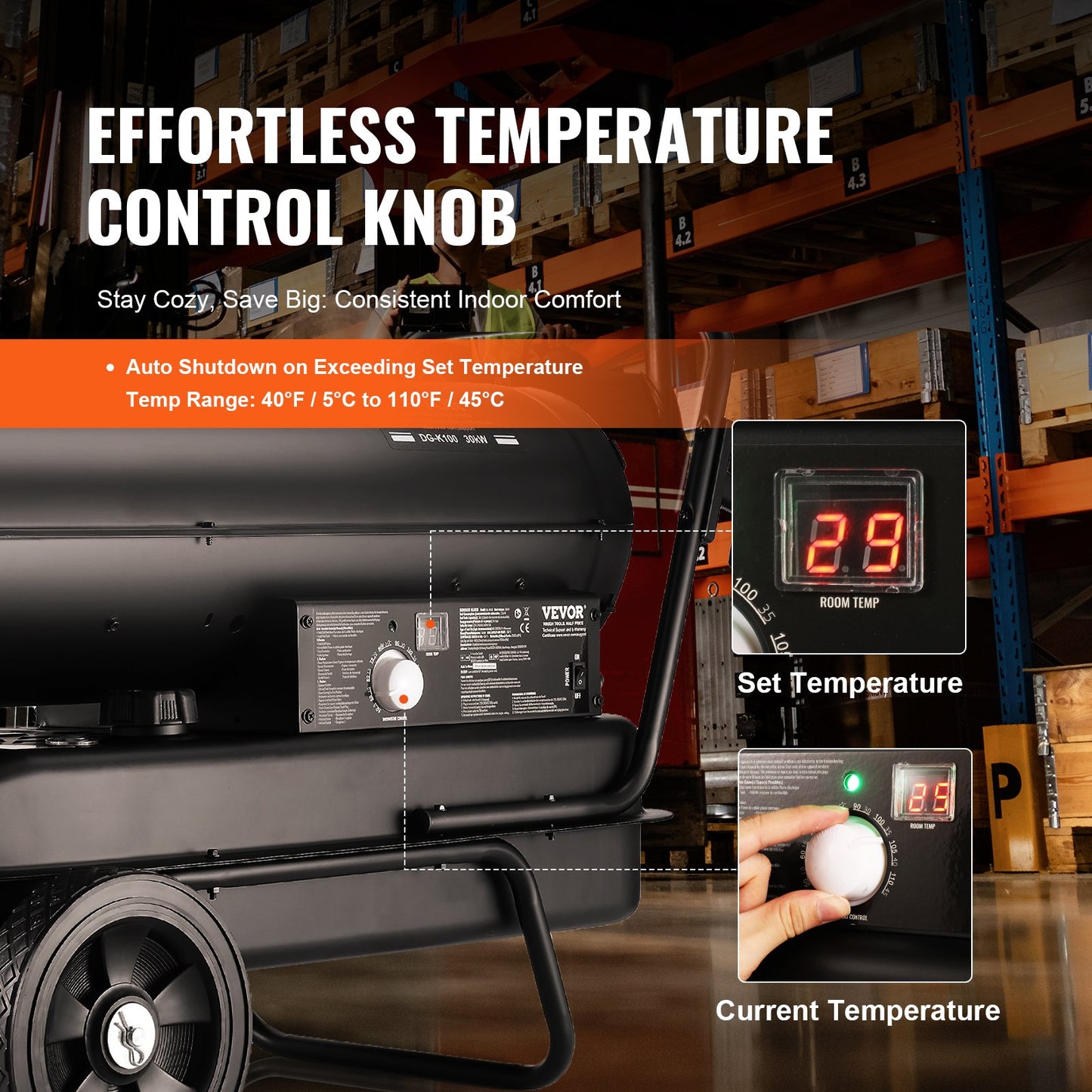 100.000 Btu Kerosin/Diesel-Torpedo-Raumheizgerät mit Umluft und Thermostat