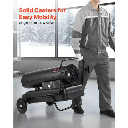50kW varmluftsdriven fotogendieselvärmare, bärbar torpedvärmare med hjul och justerbar temperatur, fläkttyp för arbetsplats/garage/lager/verkstad/bygg/utomhusvärme, svart |  EU