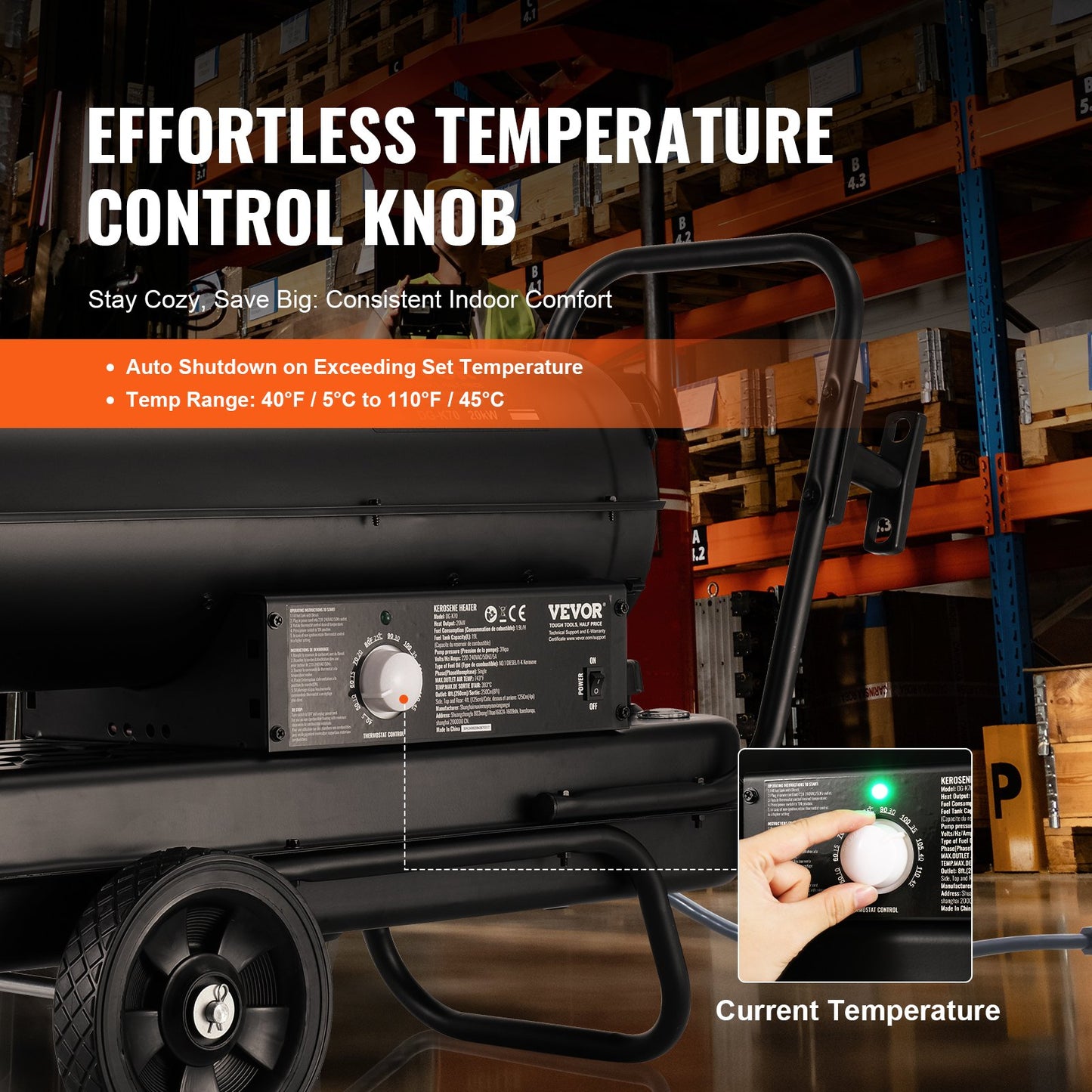 70000 Btu Kerosin/Diesel-Torpedo-Raumheizgerät mit Umluft und Thermostat