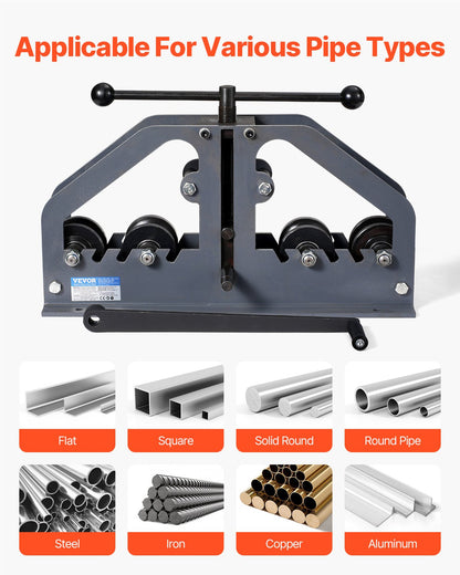 Tube Roller Bender Max 1-1/2" Manuell Tube Pipe Roller Bender med 6 dys