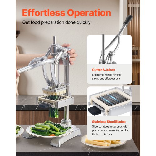 Kommersiell Pommes Frites Skärare Grönsakshackare med 3 Blad och 1 Juicer