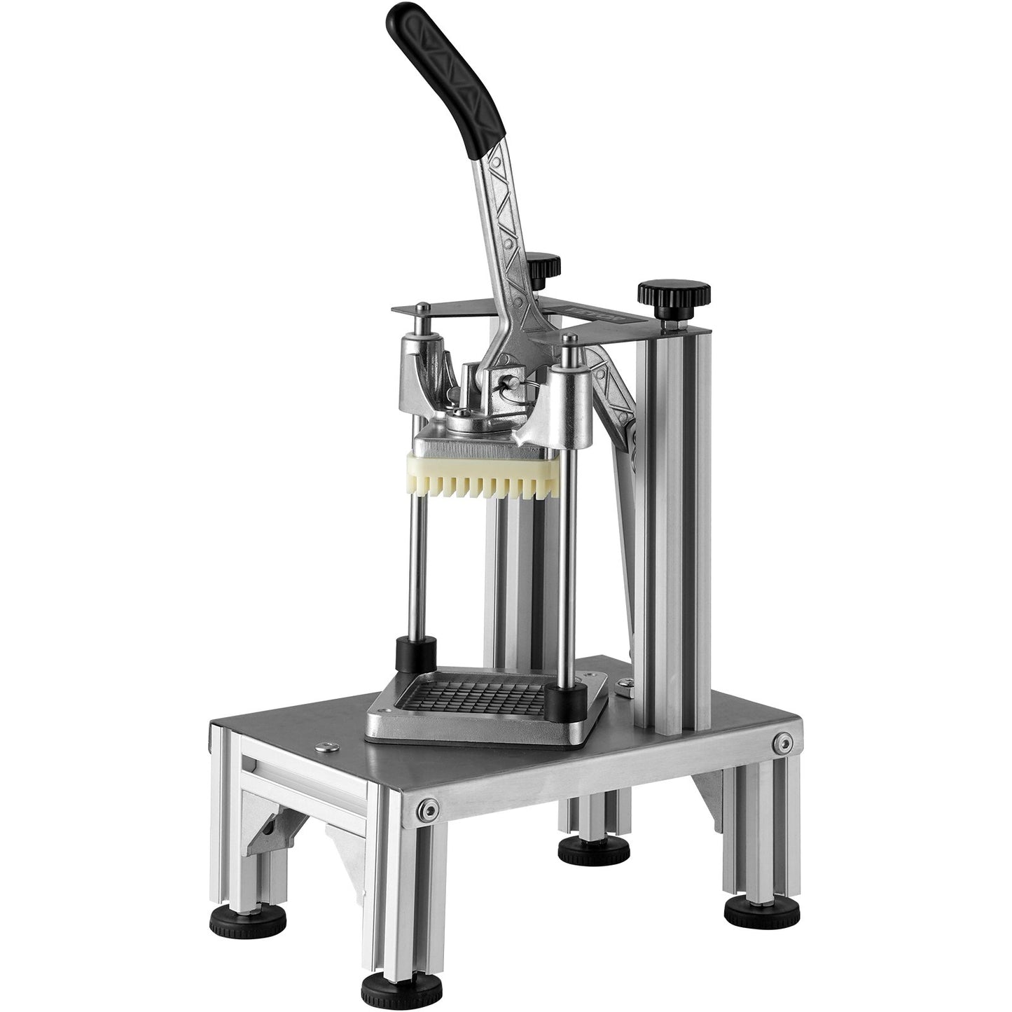 Kommersiell pommes fritesskärare med 4 ersättningsblad, 1/4" & 3/8" Blade Easy Dicer Chopper, 6-klyftare och 6-klyftare äppelkärare, citronpotatisskärare för pommes frites med bricka och handtag