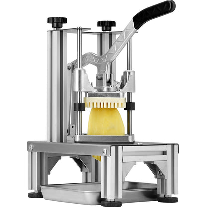 Kommersiell pommes fritesskärare med 4 ersättningsblad, 1/4" & 3/8" Blade Easy Dicer Chopper, 6-klyftare och 6-klyftare äppelkärare, citronpotatisskärare för pommes frites med bricka och handtag