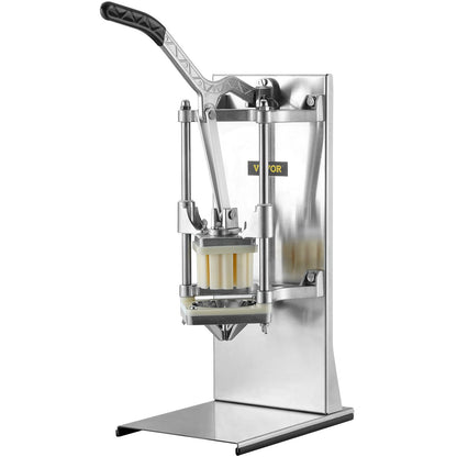 Kommersiell pommes fritesskärare med 4 ersättningsblad, 1/4" och 3/8" Blade Easy Dicer Hackare, 6-klyftare och 6-klyftar äppelkärare, citronpotatisskärare för pommes frites med förlängt handtag