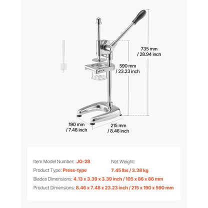 Manuelle lange Pommespresse aus Edelstahl, Kartoffelpüreepresse