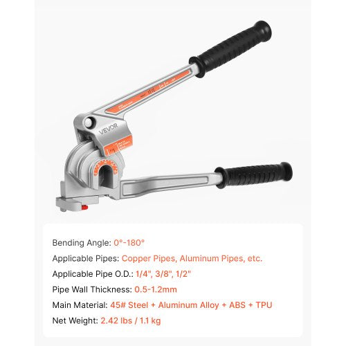 3-in-1 manual pipe bender for pipes with outer diameters of 6.35 mm and 9.5 mm 12.7 mm