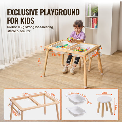 Kids Sensory Bord & Stol Set Sand Water Play Bord med 2 förvaringsfack