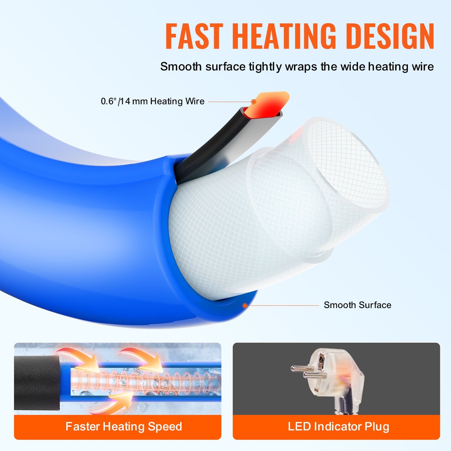 30ft Heated Water Hose for RV -45℉ Anti-Freeze Heated Drinking Water Hose