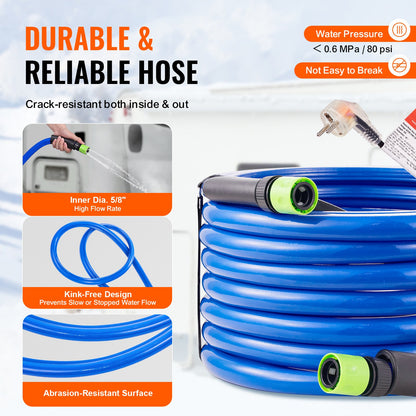 30ft Heated Water Hose for RV -45℉ Anti-Freeze Heated Drinking Water Hose